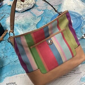 Coach Multicolor Striped Shoulder Bag